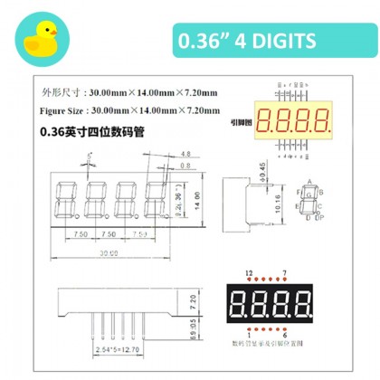 0.36 / 0.56 Inch 7 Seven Segment LED Red Common Anode